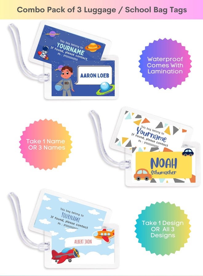 Yellow Nuts Personalized Travel Luggage Name Tags School Bags Labels Travel Id Suitcase Air Travel for Kids Girls Boys - Image 2